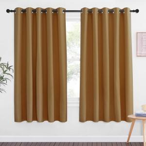 imageNICETOWN 66 Inch Long Blackout Curtains for Bedroom Living Room Thermal Insulated Room Darkening Curtains Light Blocking Blackout Drapes for Bedroom 66 W x 66 L 1 Panel Gold Brown