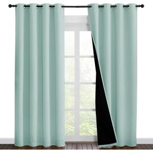 imageNICETOWN Aqua Blue 100 Blackout Curtain Set Thermal Insulated amp Energy Efficiency Window Draperies for Guest Room Full Shading Panels for Shift Worker and Light Sleepers 55W x 86L 2 PCs