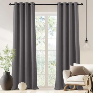 imageNICETOWN Blackout Doorway Curtain 90 inch Length  Grommet Room Darkening Thermal Insulated Soundproof Window Treatments for BedroomCloset 1 Panel 46 x 90 Inch Grey
