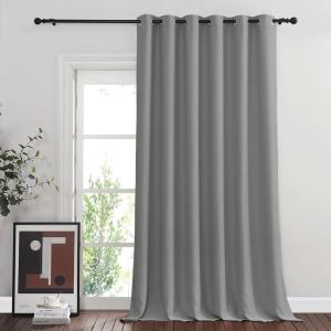 imageNICETOWN Blackout Silver Grey Sliding Door Curtains 90 inch Length Thermal Insulated Grommet Room Darkening Window Treatments for BedroomLiving Room 1 Panel W80 x L90
