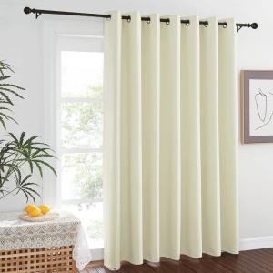 imageNICETOWN Blackout Sliding Door Curtains for Bedroom  Grommet Thermal Insulated Patio Door Drape Room Darkening Sound Reducing Window Treatment for Living Room Beige W100 x L84 1 Panel