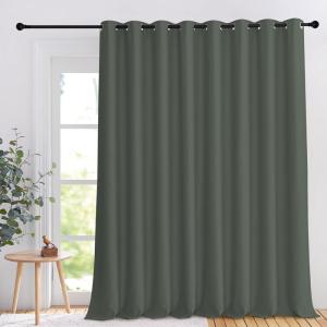 imageNICETOWN Patio Sliding Door Curtain 108 inches Long Grommet Thermal Insulated Light amp Heat Blocking Curtain amp Drape Window Treatment for Living Room Dark Mallard W120 x L108 1 Panel