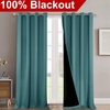 image:imageNICETOWN 100 Blackout Curtains for Windows Pack of 2 Peacock Teal 52 W x 120 L Super HeavyDuty Black Lined Total Darkness Drapes for Bedroom Privacy Assured Window Treatment for Patio