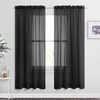 image:imageNICETOWN White Sheer Curtains 63 inche Length 2 Panels for Bedroom Rod Pocket Lightweight Drapes Voile Sheer Drapes Air amp Breathable Window Treatments for Kids Room W37 x L63Black