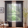 image:imageNICETOWN White Sheer Curtains 63 inche Length 2 Panels for Bedroom Rod Pocket Lightweight Drapes Voile Sheer Drapes Air amp Breathable Window Treatments for Kids Room W37 x L63Black