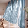 image:imageNICETOWN White Sheer Curtains 63 inche Length 2 Panels for Bedroom Rod Pocket Lightweight Drapes Voile Sheer Drapes Air amp Breathable Window Treatments for Kids Room W37 x L63Stone Blue