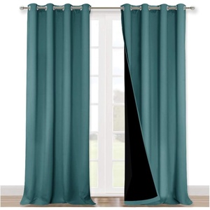 image:imageNICETOWN 100 Blackout Curtains for Windows Pack of 2 Peacock Teal 52 W x 120 L Super HeavyDuty Black Lined Total Darkness Drapes for Bedroom Privacy Assured Window Treatment for Patio