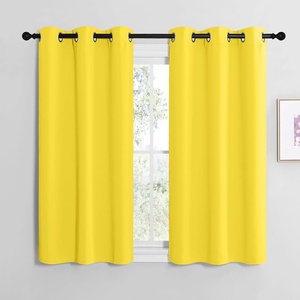 image:imageNICETOWN Bright Yellow Room Darkening Curtains for Kitchen Window Treatment Thermal Insulated Solid Grommet Room Darkening CurtainsDrapes for Bedroom Set of 2 42 inches Wide by 48 inches Long