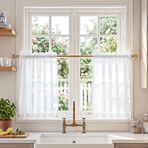 image:imageNICETOWN White Sheer Curtains 63 inche Length 2 Panels for Bedroom Rod Pocket Lightweight Drapes Voile Sheer Drapes Air amp Breathable Window Treatments for Kids Room W37 x L63White