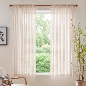 image:imageNICETOWN White Sheer Curtains 63 inche Length 2 Panels for Bedroom Rod Pocket Lightweight Drapes Voile Sheer Drapes Air amp Breathable Window Treatments for Kids Room W37 x L63Taupe