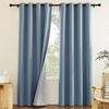 image:imageNICETOWN Snow White Cold Reducing Blackout Curtains 84 Long Full Light Blocking Drapes with Liner Thermal Insulated Draperies for Hall Villa 2 Pieces 42 Wide Each Panel Pure Snow WhiteStone Blue