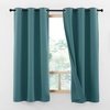 image:imageNICETOWN Snow White Cold Reducing Blackout Curtains 84 Long Full Light Blocking Drapes with Liner Thermal Insulated Draperies for Hall Villa 2 Pieces 42 Wide Each Panel Pure Snow WhiteCyan Green