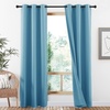 image:imageNICETOWN Snow White Cold Reducing Blackout Curtains 84 Long Full Light Blocking Drapes with Liner Thermal Insulated Draperies for Hall Villa 2 Pieces 42 Wide Each Panel Pure Snow WhiteBlue