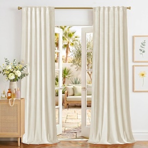 image:imageNICETOWN Lavender Purple Velvet Curtains 84 inch Long for Girls Bedroom Room Darkening Drapes Soft Privacy Protection Window Treatments for Hall 2 Pieces 52 WideIvory White