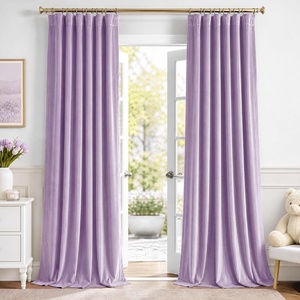 image:imageNICETOWN Lavender Purple Velvet Curtains 84 inch Long for Girls Bedroom Room Darkening Drapes Soft Privacy Protection Window Treatments for Hall 2 Pieces 52 WideLilac Purple