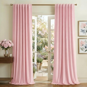 image:imageNICETOWN Lavender Purple Velvet Curtains 84 inch Long for Girls Bedroom Room Darkening Drapes Soft Privacy Protection Window Treatments for Hall 2 Pieces 52 WideBaby Pink