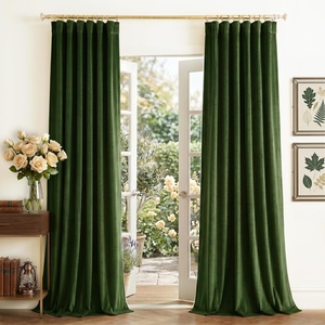 image:imageNICETOWN Lavender Purple Velvet Curtains 84 inch Long for Girls Bedroom Room Darkening Drapes Soft Privacy Protection Window Treatments for Hall 2 Pieces 52 WideOlive Green