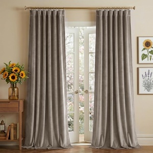 image:imageNICETOWN Lavender Purple Velvet Curtains 84 inch Long for Girls Bedroom Room Darkening Drapes Soft Privacy Protection Window Treatments for Hall 2 Pieces 52 WideTaupe