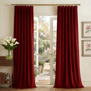 image:imageNICETOWN Lavender Purple Velvet Curtains 84 inch Long for Girls Bedroom Room Darkening Drapes Soft Privacy Protection Window Treatments for Hall 2 Pieces 52 WideRed