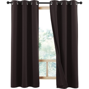 image:imageNICETOWN Snow White Cold Reducing Blackout Curtains 84 Long Full Light Blocking Drapes with Liner Thermal Insulated Draperies for Hall Villa 2 Pieces 42 Wide Each Panel Pure Snow WhiteCoffee Brown