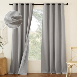 image:imageNICETOWN Snow White Cold Reducing Blackout Curtains 84 Long Full Light Blocking Drapes with Liner Thermal Insulated Draperies for Hall Villa 2 Pieces 42 Wide Each Panel Pure Snow WhiteLight Grey
