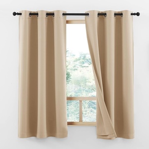 image:imageNICETOWN Snow White Cold Reducing Blackout Curtains 84 Long Full Light Blocking Drapes with Liner Thermal Insulated Draperies for Hall Villa 2 Pieces 42 Wide Each Panel Pure Snow WhiteWarm Beige