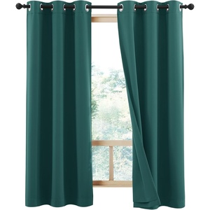 image:imageNICETOWN Snow White Cold Reducing Blackout Curtains 84 Long Full Light Blocking Drapes with Liner Thermal Insulated Draperies for Hall Villa 2 Pieces 42 Wide Each Panel Pure Snow WhiteEmerald Green