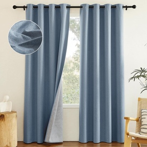 image:imageNICETOWN Snow White Cold Reducing Blackout Curtains 84 Long Full Light Blocking Drapes with Liner Thermal Insulated Draperies for Hall Villa 2 Pieces 42 Wide Each Panel Pure Snow WhiteStone Blue