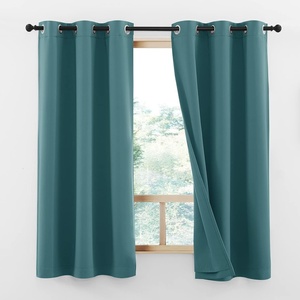 image:imageNICETOWN Snow White Cold Reducing Blackout Curtains 84 Long Full Light Blocking Drapes with Liner Thermal Insulated Draperies for Hall Villa 2 Pieces 42 Wide Each Panel Pure Snow WhiteCyan Green