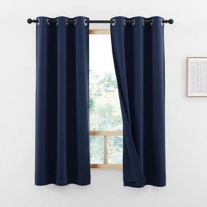 image:imageNICETOWN Snow White Cold Reducing Blackout Curtains 84 Long Full Light Blocking Drapes with Liner Thermal Insulated Draperies for Hall Villa 2 Pieces 42 Wide Each Panel Pure Snow WhiteNavy