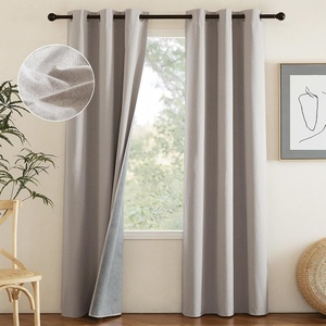 image:imageNICETOWN Snow White Cold Reducing Blackout Curtains 84 Long Full Light Blocking Drapes with Liner Thermal Insulated Draperies for Hall Villa 2 Pieces 42 Wide Each Panel Pure Snow WhiteNatural