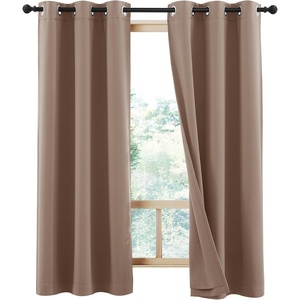 image:imageNICETOWN Snow White Cold Reducing Blackout Curtains 84 Long Full Light Blocking Drapes with Liner Thermal Insulated Draperies for Hall Villa 2 Pieces 42 Wide Each Panel Pure Snow WhiteTan
