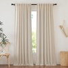 image:imageNICETOWN Linen Pinch Pleated Curtain for BedroomLiving Room Thermal Insulated Back Tab Linen Curtain Drapes Soft Rich Material Light Reducing Drape Panels for Window 2 Panels 52 x 84 InchCream