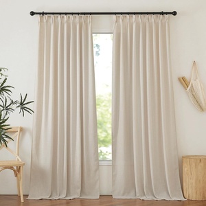 image:imageNICETOWN Linen Pinch Pleated Curtain for BedroomLiving Room Thermal Insulated Back Tab Linen Curtain Drapes Soft Rich Material Light Reducing Drape Panels for Window 2 Panels 52 x 84 InchCream