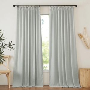 image:imageNICETOWN Linen Pinch Pleated Curtain for BedroomLiving Room Thermal Insulated Back Tab Linen Curtain Drapes Soft Rich Material Light Reducing Drape Panels for Window 2 Panels 52 x 84 InchDark Grey
