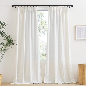 image:imageNICETOWN Linen Pinch Pleated Curtain for BedroomLiving Room Thermal Insulated Back Tab Linen Curtain Drapes Soft Rich Material Light Reducing Drape Panels for Window 2 Panels 52 x 84 InchLinen