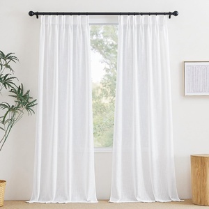 image:imageNICETOWN Linen Pinch Pleated Curtain for BedroomLiving Room Thermal Insulated Back Tab Linen Curtain Drapes Soft Rich Material Light Reducing Drape Panels for Window 2 Panels 52 x 84 InchWhite