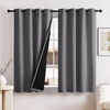 image:imageNICETOWN 2 Panels Thermal Insulated Blackout Doorway Curtains 80 inches Long Thick Room Darkening Grommet Drapes with Black Liner Noise Reducing Window Cover for Bedroom Living Room Grey 34 WGrey