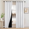 image:imageNICETOWN 2 Panels Thermal Insulated Blackout Doorway Curtains 80 inches Long Thick Room Darkening Grommet Drapes with Black Liner Noise Reducing Window Cover for Bedroom Living Room Grey 34 WPure White