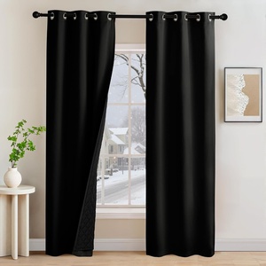 image:imageNICETOWN 2 Panels Thermal Insulated Blackout Doorway Curtains 80 inches Long Thick Room Darkening Grommet Drapes with Black Liner Noise Reducing Window Cover for Bedroom Living Room Grey 34 WBlack