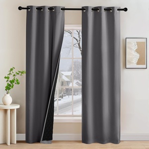 image:imageNICETOWN 2 Panels Thermal Insulated Blackout Doorway Curtains 80 inches Long Thick Room Darkening Grommet Drapes with Black Liner Noise Reducing Window Cover for Bedroom Living Room Grey 34 WGrey