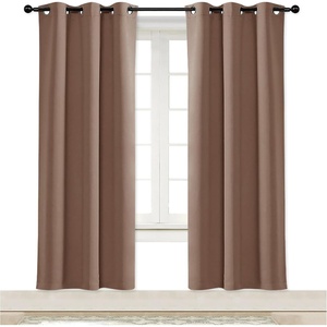 image:imageNICETOWN Blackout Curtain Blind for Bedroom Single Panel W34 x L72 inches Cappuccino Thermal Insulated Grommet Blackout Room Darkening DrapeDrapery