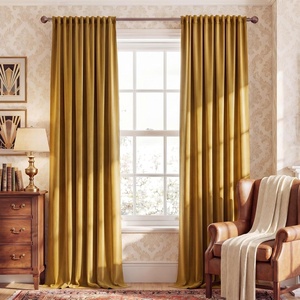 image:imageNICETOWN Gold Brown Velvet Curtains 120 inch Length 2 Panels Rod Pocket amp Back Tab Room Darkening Window Treatments Winter Curtains for Living RoomBedroom W52 x L120Mustard Yellow