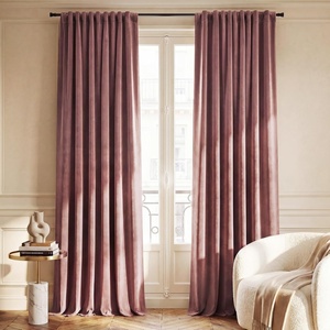 image:imageNICETOWN Gold Brown Velvet Curtains 120 inch Length 2 Panels Rod Pocket amp Back Tab Room Darkening Window Treatments Winter Curtains for Living RoomBedroom W52 x L120Rose Wild