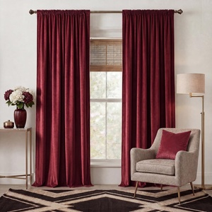 image:imageNICETOWN Gold Brown Velvet Curtains 120 inch Length 2 Panels Rod Pocket amp Back Tab Room Darkening Window Treatments Winter Curtains for Living RoomBedroom W52 x L120Red