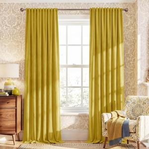 image:imageNICETOWN Gold Brown Velvet Curtains 120 inch Length 2 Panels Rod Pocket amp Back Tab Room Darkening Window Treatments Winter Curtains for Living RoomBedroom W52 x L120Chartreve Yellow