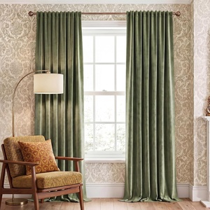 image:imageNICETOWN Gold Brown Velvet Curtains 120 inch Length 2 Panels Rod Pocket amp Back Tab Room Darkening Window Treatments Winter Curtains for Living RoomBedroom W52 x L120Sage Green