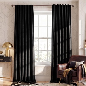 image:imageNICETOWN Gold Brown Velvet Curtains 120 inch Length 2 Panels Rod Pocket amp Back Tab Room Darkening Window Treatments Winter Curtains for Living RoomBedroom W52 x L120Black