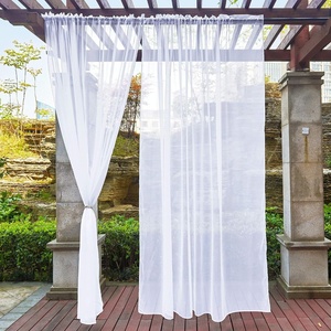 image:imageNICETOWN Patio Outdoor Curtains Voile Sheer White W54 x L96 2 Panels  Waterproof Pocket Top Light Filtering Indoor Outdoor For CabanaArborCream