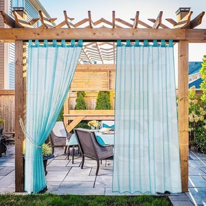 image:imageNICETOWN Patio Outdoor Curtains Voile Sheer White W54 x L96 2 Panels  Waterproof Pocket Top Light Filtering Indoor Outdoor For CabanaArborTurquoise